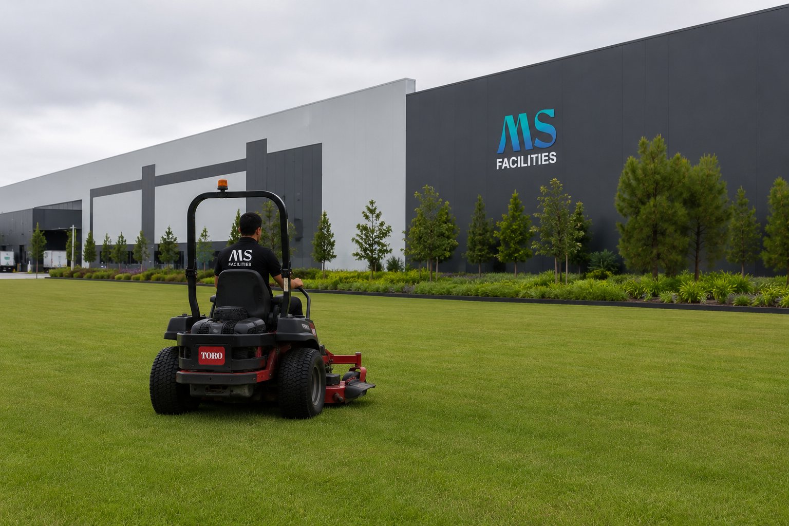 Industrial site large-scale lawn management and weed control